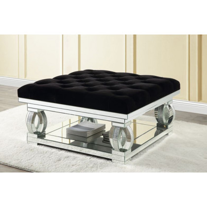 ACME - Ornat Ottoman in Faux Square Diamonds
