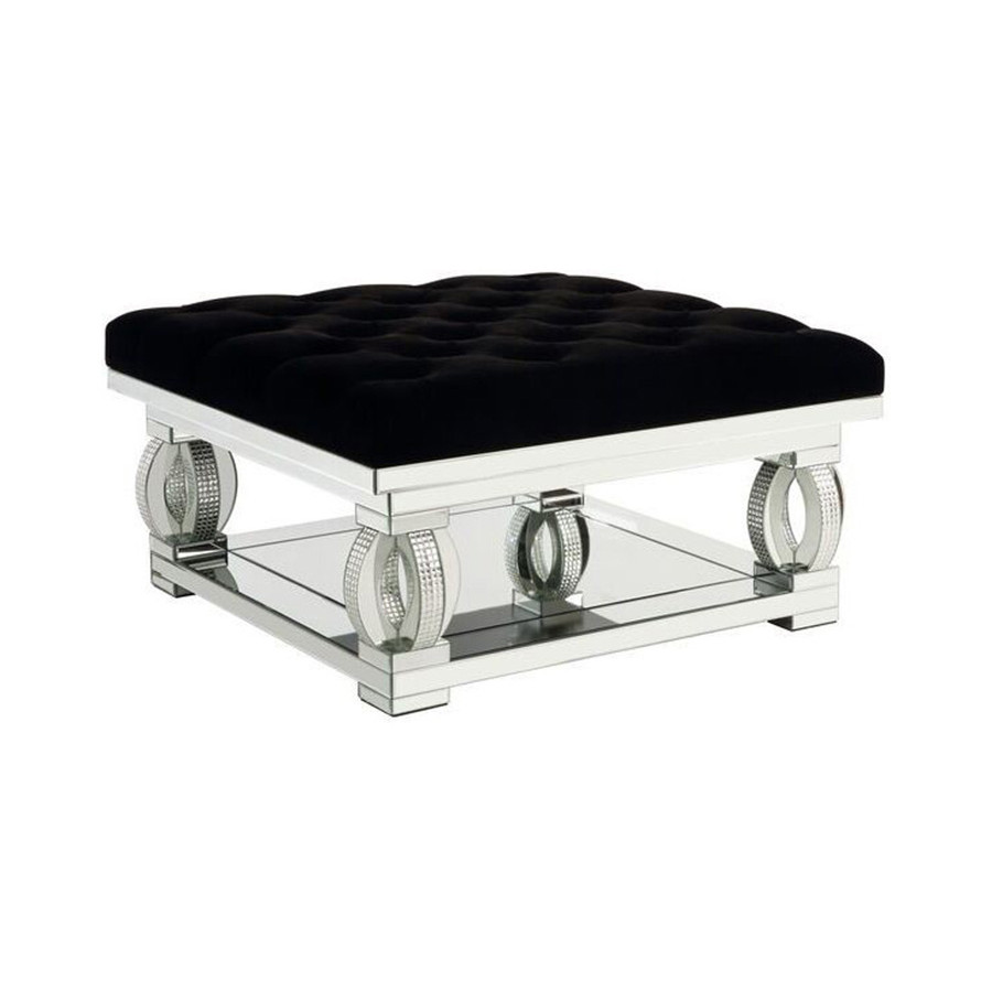 ACME - Ornat Ottoman in Faux Square Diamonds