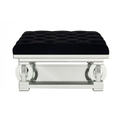 ACME - Ornat Ottoman in Faux Square Diamonds