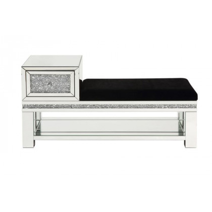 ACME - Noralie Bench with Storage in Mirrored/Faux Diamonds (AC00538)