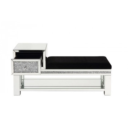 ACME - Noralie Bench with Storage in Mirrored/Faux Diamonds (AC00538)