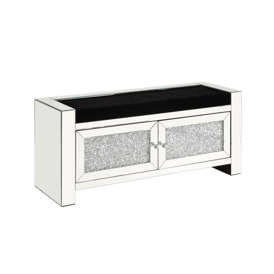ACME - Noralie Bench with Storage in Mirrored/Faux Diamonds (AC00540)
