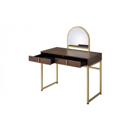 ACME Coleen Vanity Desk with Mirror & Jewelry Tray - Walnut