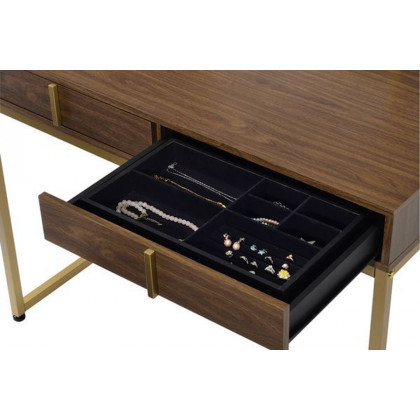ACME Coleen Vanity Desk with Mirror & Jewelry Tray - Walnut