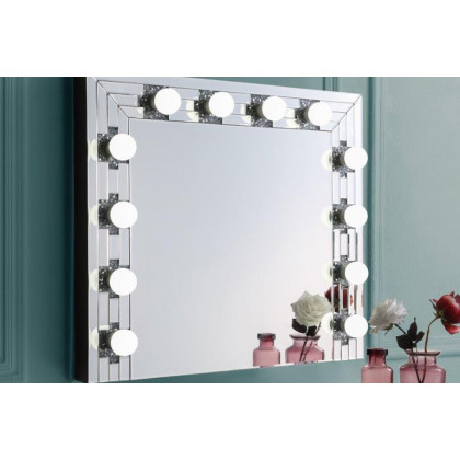 ACME - Noralie Accent Mirror in Mirrored/Faux Diamonds (AC00761)