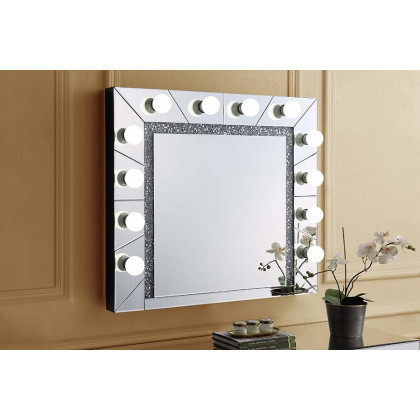 ACME - Noralie Accent Mirror in Mirrored/Faux Diamonds (AC00762)