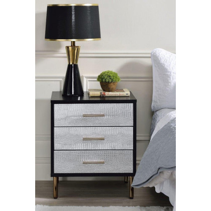 ACME Myles Nightstand - Silver and Gold Finish