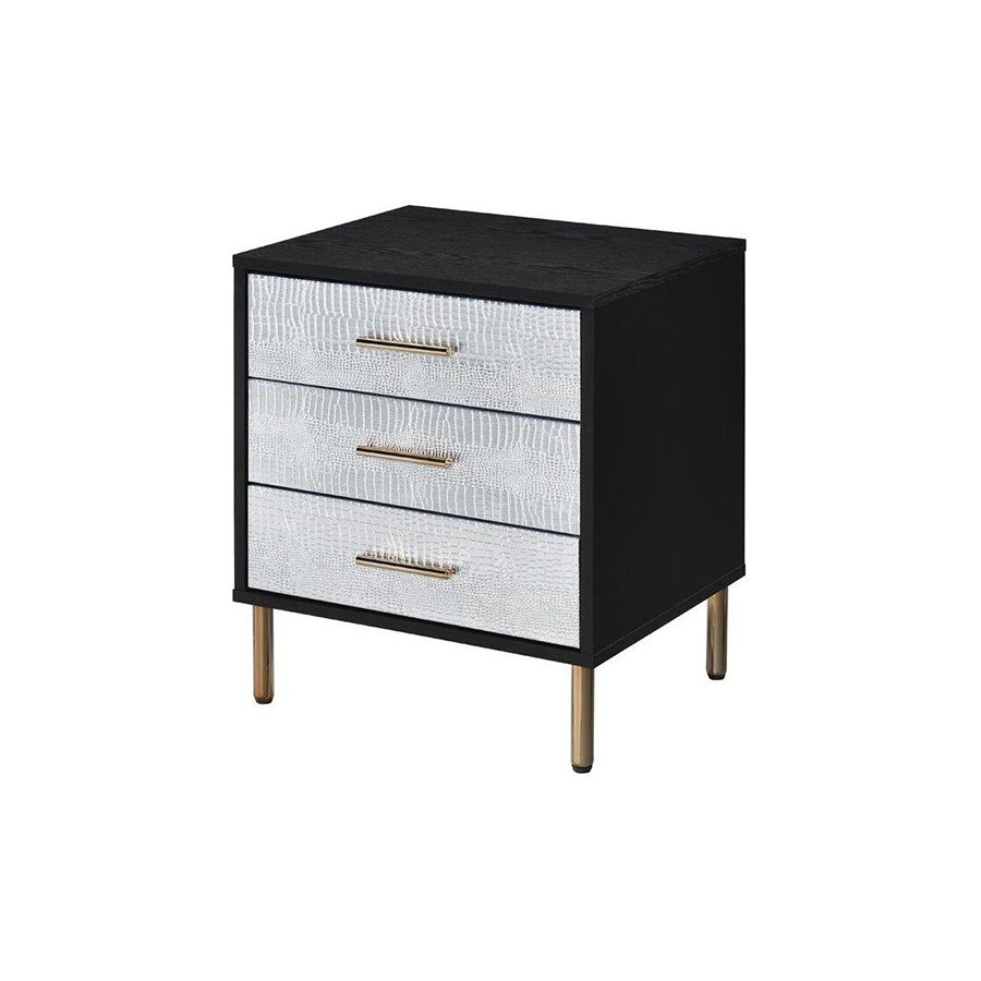 ACME Myles Nightstand - Silver and Gold Finish