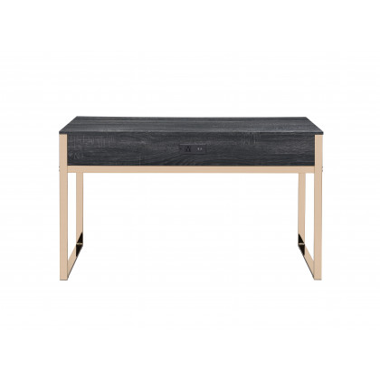 ACME - Perle Vanity Desk with Usb (Same 92715) in Champagne Gold/Black