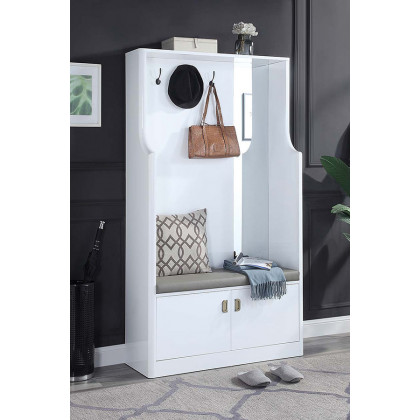 ACME - Buck II Hall Tree in White High Gloss