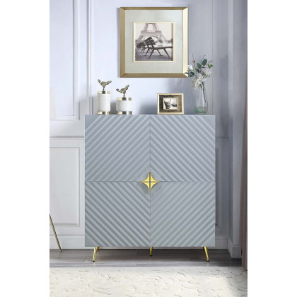ACME Gaines Accent Cabinet - Gray High Gloss Finish