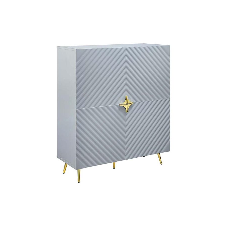 ACME Gaines Accent Cabinet - Gray High Gloss Finish