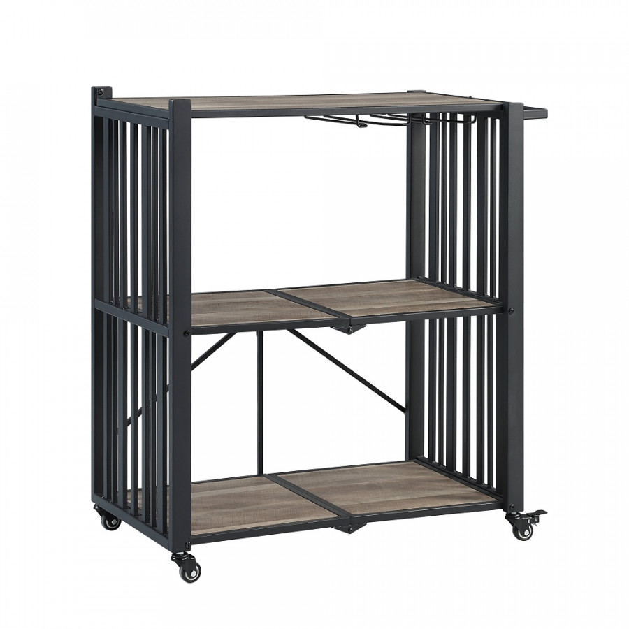 ACME - Zudora Folding Serving Cart in Antique Oak/Black