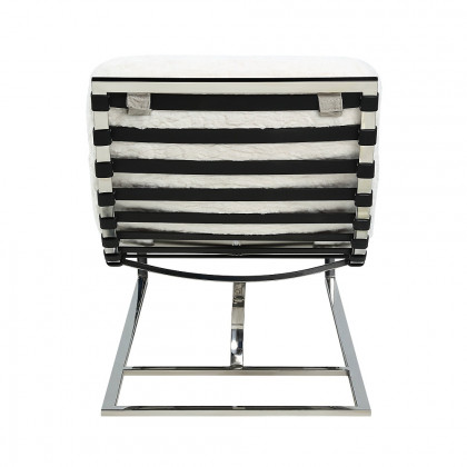 ACME Qortini Chaise - White Teddy Sherpa/Stainless Steel