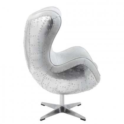 ACME Brancaster Accent Chair with Swivel - Vintage White/Aluminum