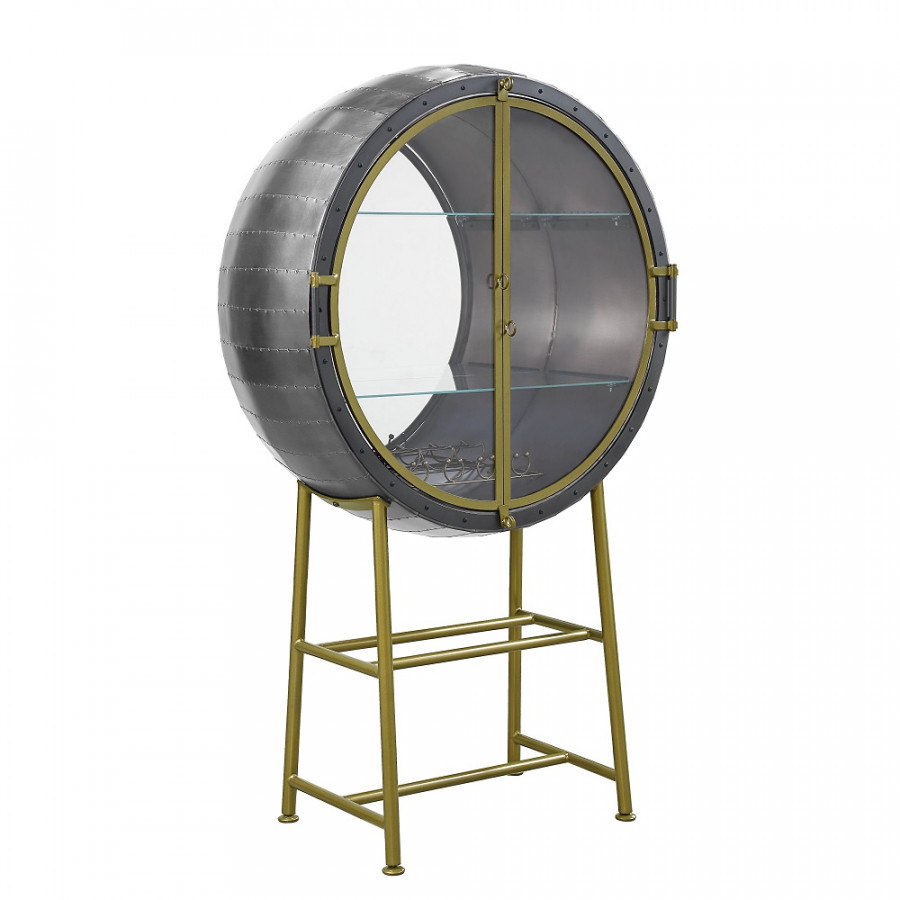 ACME - Nilsa Wine Cabinet in Aluminum