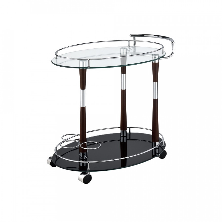 ACME - Vorsila Serving Cart in Clear Glass/Chrome