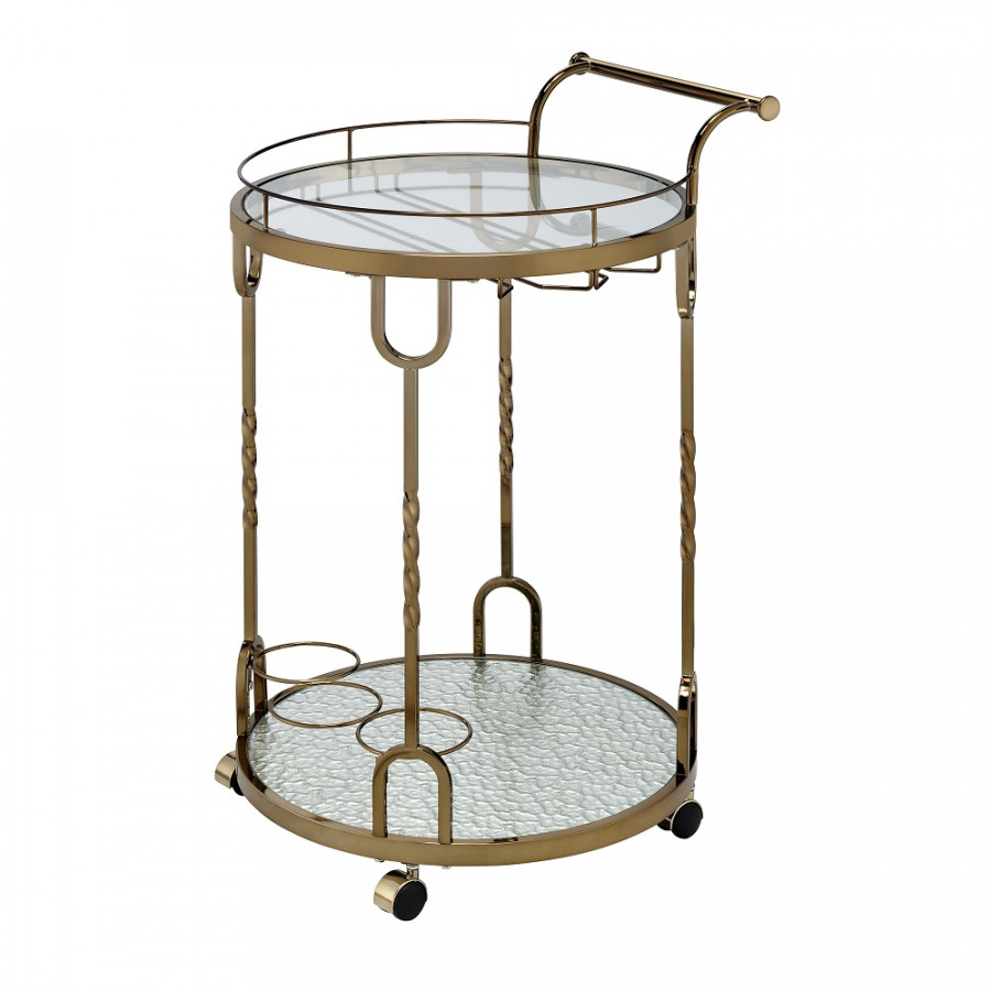ACME - Vikki Serving Cart in Mirrored/Champagne Gold