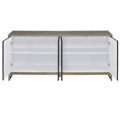ACME - Payo Console Cabinet in Black Marble Print Oak/Champagne