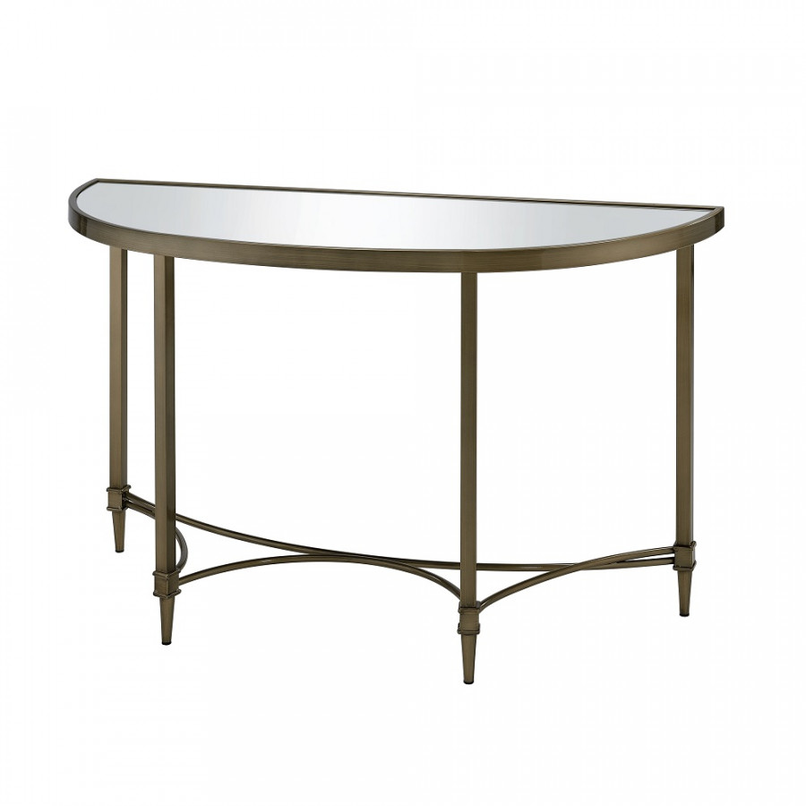 ACME - Aditya Console Table with Mirror in Mirrored/Antique Brass