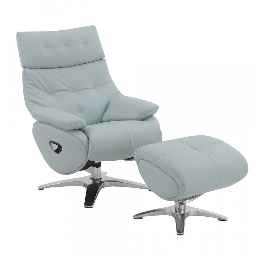 ACME - Janella Motion Accent Chair with Swivel & Ottoman in Babyblue