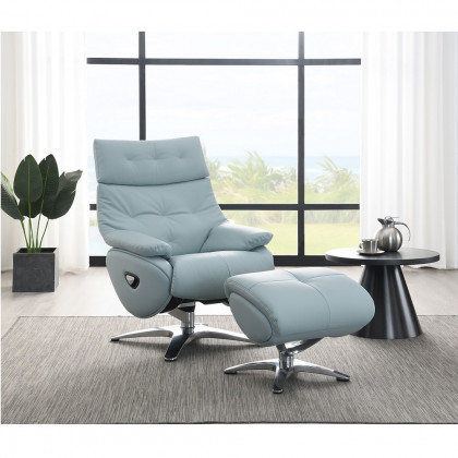 ACME - Janella Motion Accent Chair with Swivel & Ottoman in Babyblue