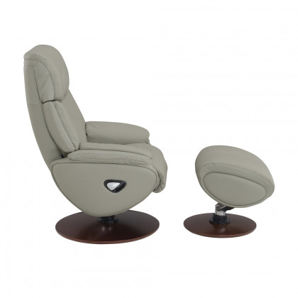 ACME - Kandoro Motion Accent Chair with Swivel & Ottoman in Gray/Brown Base