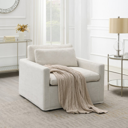 ACME Frederick Swivel Chair with Pillow - Ivory