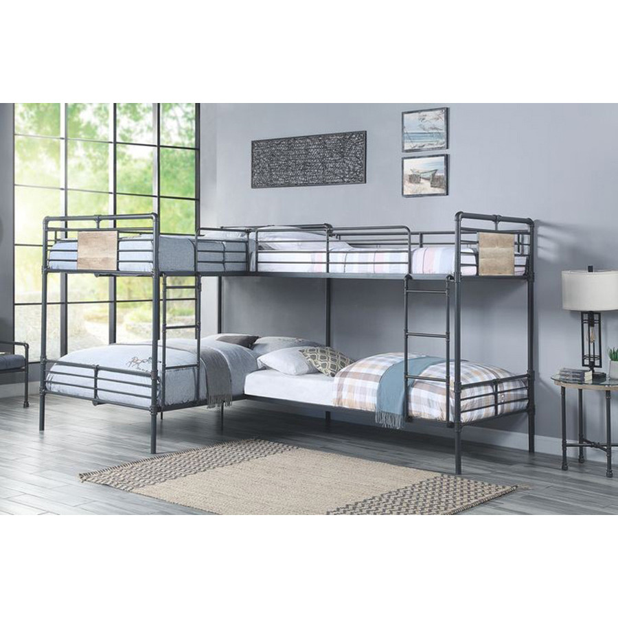 ACME Cordelia Double Twin/Double Full Bunk Bed - Sandy Black/Dark Bronze