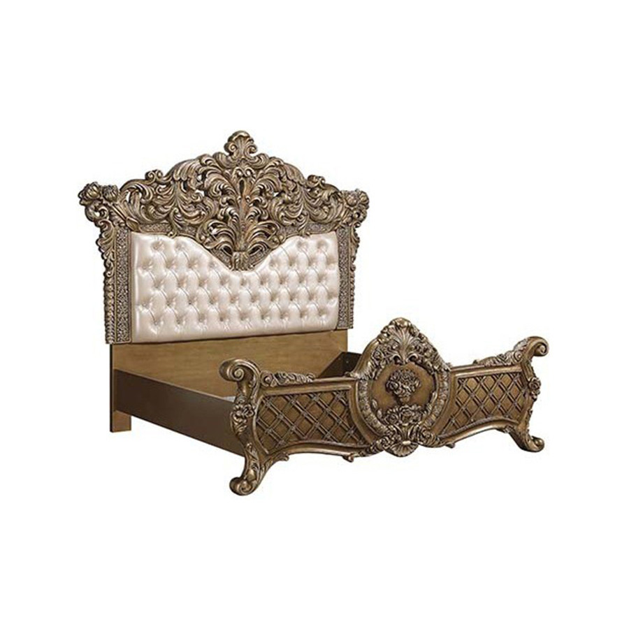ACME - Constantine EK Bed in Light Gold/Brown/Gold
