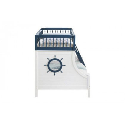 ACME Farah Twin Over Full Bunk Bed - Navy Blue and White Finish