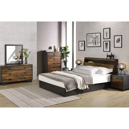 ACME - Eos Queen Bed with Storage in Walnut/Black
