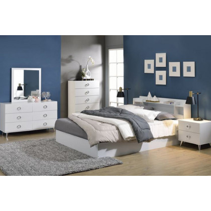 ACME - Perse Queen Bed with Storage in White