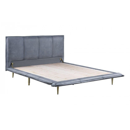 ACME Metis Bed - Gray Top Grain Leather, Queen Size