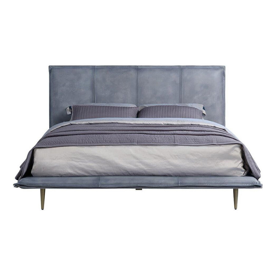 ACME Metis Bed - Gray Top Grain Leather, Queen Size