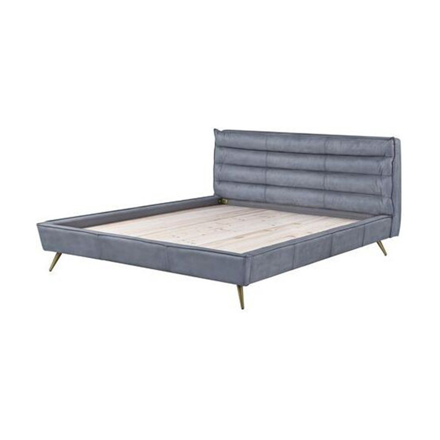 ACME Doris Bed - Gray Top Grain Leather, Queen Size