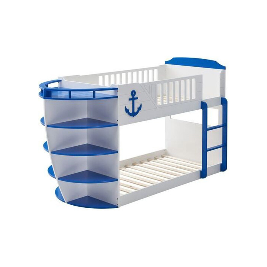 ACME Neptune Twin Over Twin Bunk Bed with Storage Shelves - Sky Blue Finish