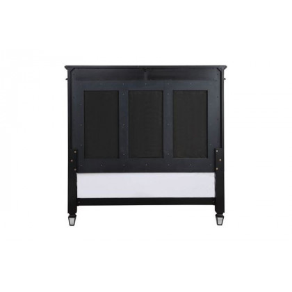 ACME Varian II Eastern King Bed - Mirrored/Dark Navy Blue/Black/Sliver