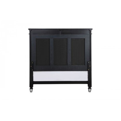 ACME Varian II Queen Bed - Mirrored/Dark Navy Blue/Black/Sliver