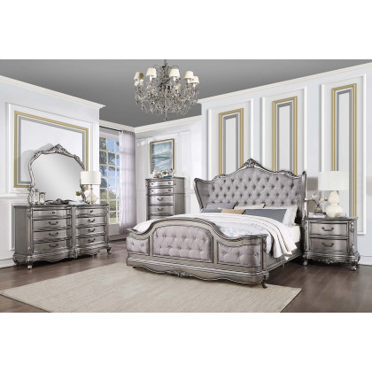 ACME Ariadne CK Bed - Velvet/Antique Platinum