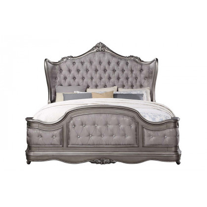 ACME Ariadne EK Bed - Velvet/Antique Platinum