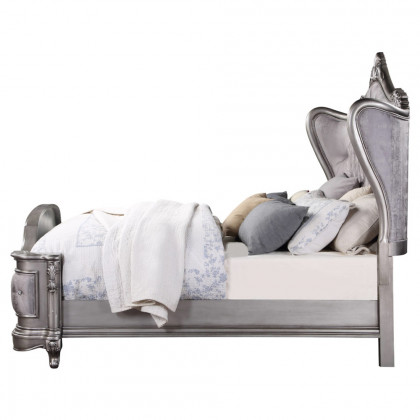 ACME Ariadne Queen Bed - Velvet/Antique Platinum