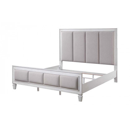 ACME Katia Eastern King Bed - Light Gray/Rustic Gray/Weathered White