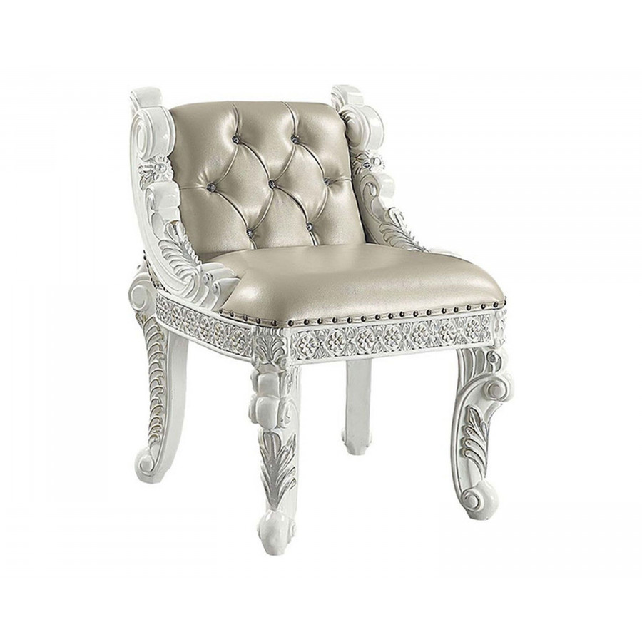 ACME - Vanaheim Vanity Stool in Beige/Antique White