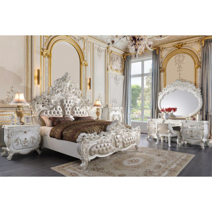 ACME - Vanaheim Vanity Stool in Beige/Antique White