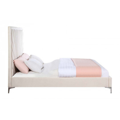 ACME Faiz Queen Bed - Beige Velvet