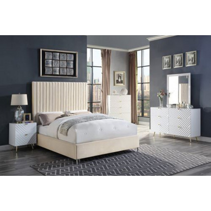 ACME Edzia Eastern King Bed - Beige Velvet