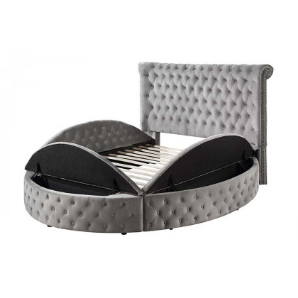 ACME Gaiva Queen Bed with Storage - Gray Velvet