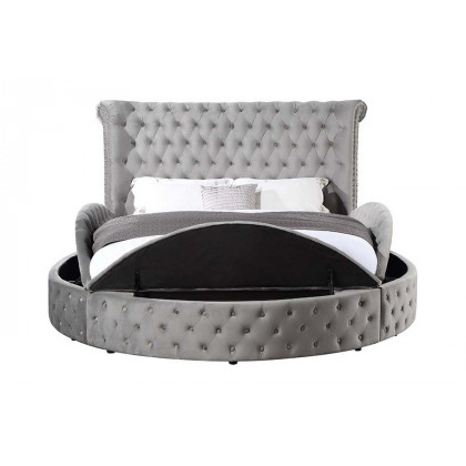ACME Gaiva Queen Bed with Storage - Gray Velvet