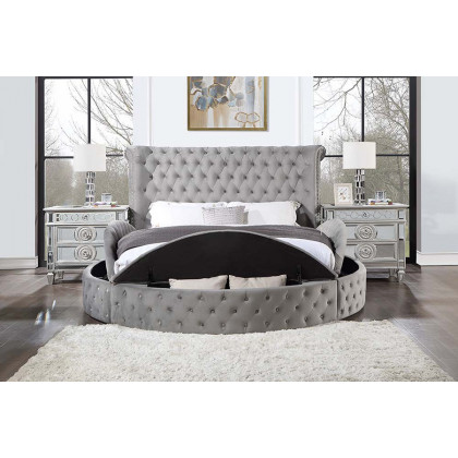 ACME Gaiva Queen Bed with Storage - Gray Velvet